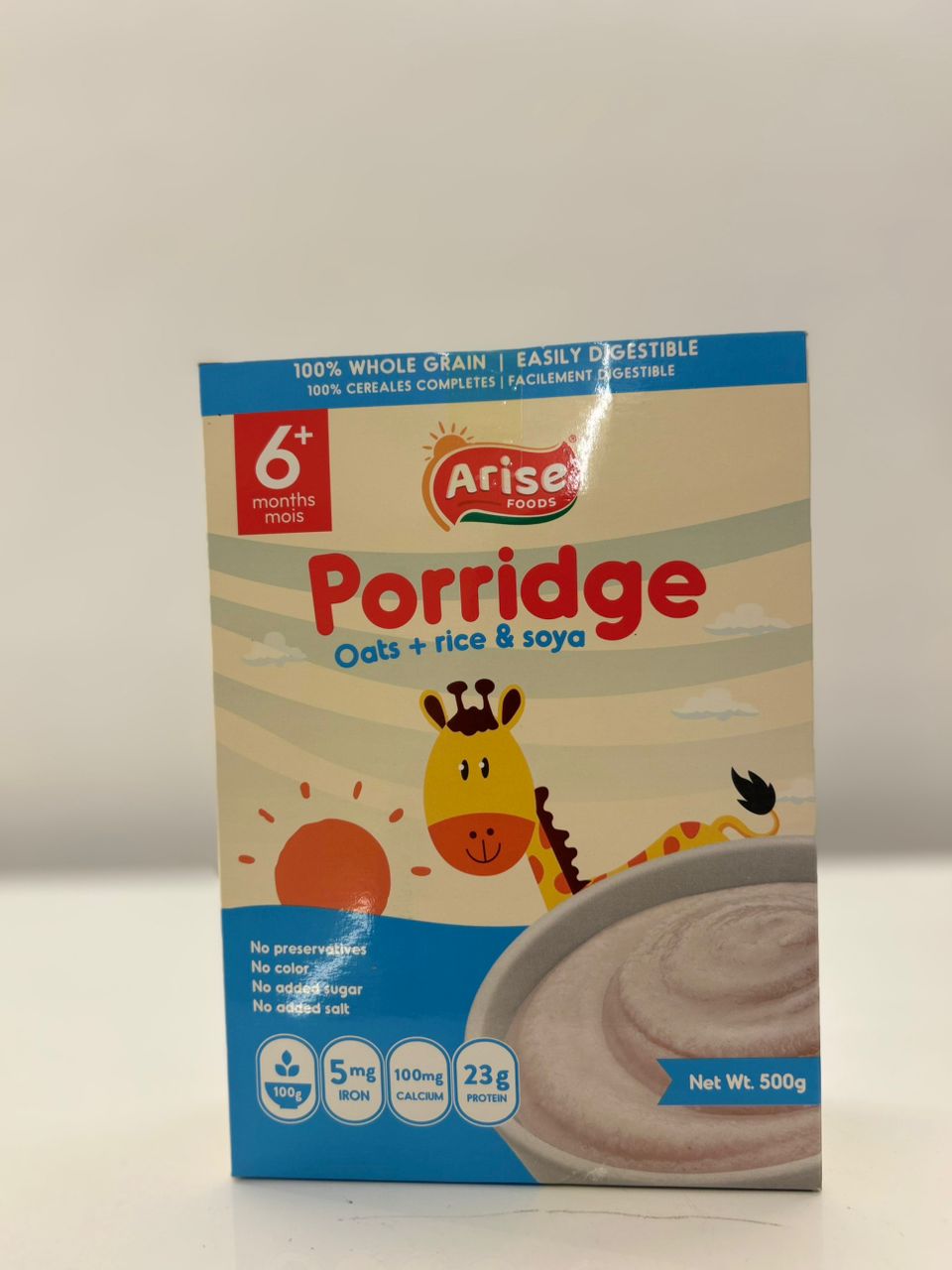Arise cereal (Oats+Rice & Soya) 500g packaging - available at Beks Ghana