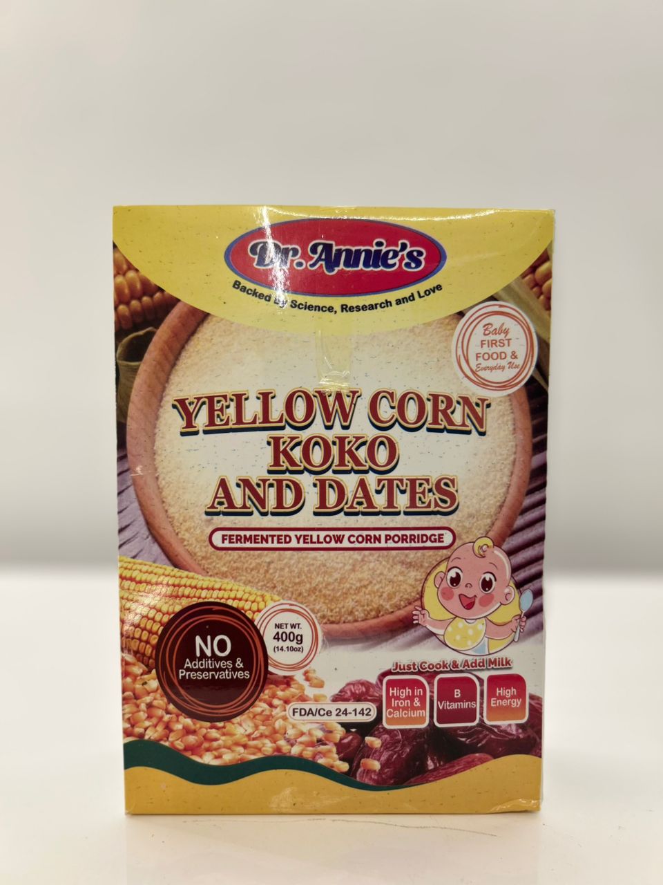 Dr. Annies's Yellow Corn Koko and Dates (400g) Single packaging - available at Beks Ghana