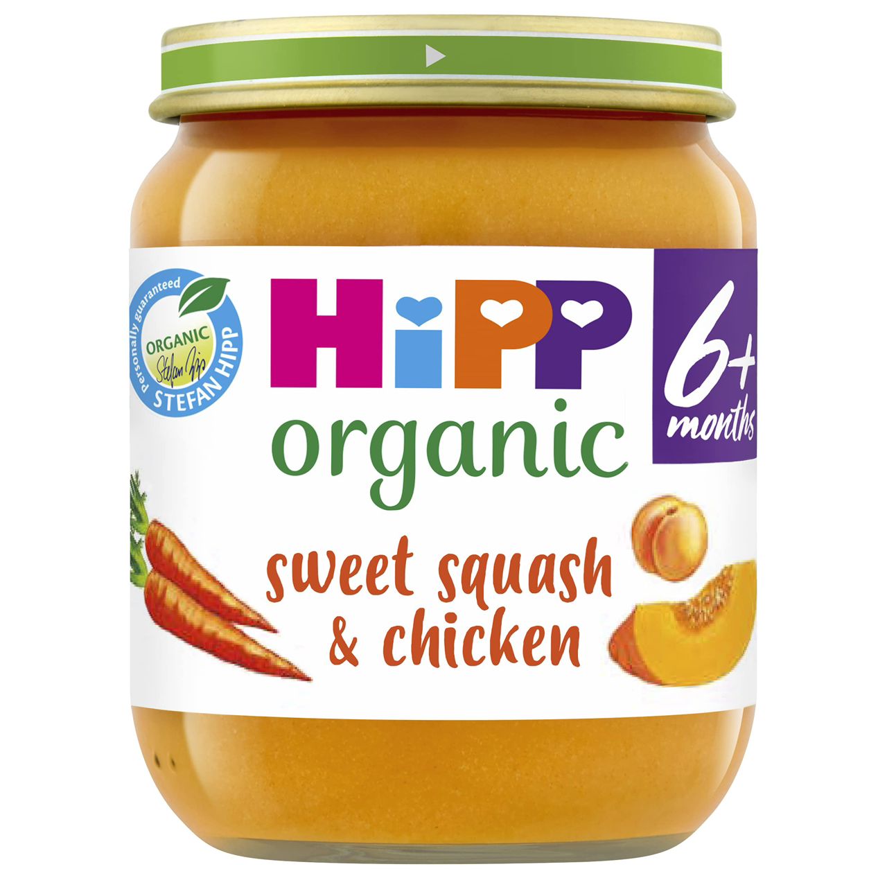 Hipp Organic Sweet Squash Chicken (125gx6) pack packaging - available at Beks Ghana