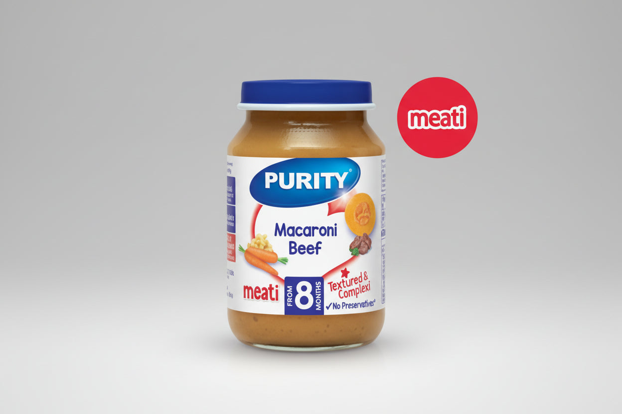 Purity Medium macaroni Beef (200ml)  Single packaging - available at Beks Ghana
