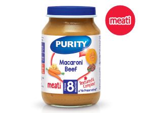 Purity Medium macaroni Beef (200ml x 6Ã—4) Tray packaging - available at Beks Ghana
