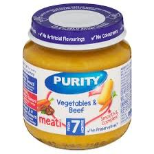 Purity Small Vegetables and Chicken pack (125gx6) packaging - available at Beks Ghana