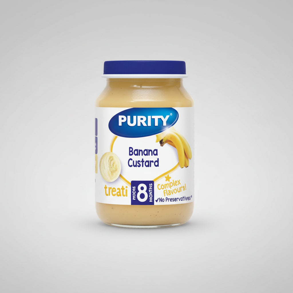 Purity Medium Banana Custard 200ml Single packaging - available at Beks Ghana