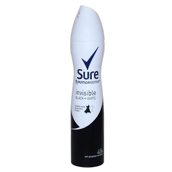 Sure invisible on black + white clothes deodorant spray 250 ml product photo – Buy online at Beks Ghana