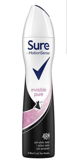 Sure invisible pure deodorant spray 250 ml Single product photo – Buy online at Beks Ghana