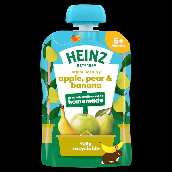 Heinz pouch Apple Pear Banana (100g) Single packaging - available at Beks Ghana