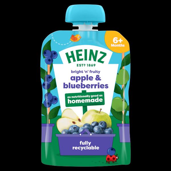 Heinz pouch Apple Blueberry (100g) Single packaging - available at Beks Ghana