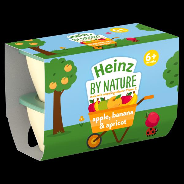 Heinz fruit pots apple, banana, apricot  (100gx4) pack packaging - available at Beks Ghana