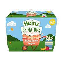 Heinz Fruit Pots Fruity Peach Yoghurt (100g x4) pack packaging - available at Beks Ghana