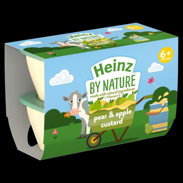 Heinz Fruit Pots Pear and Apple Custard tray (100g x 3 x4) packaging - available at Beks Ghana