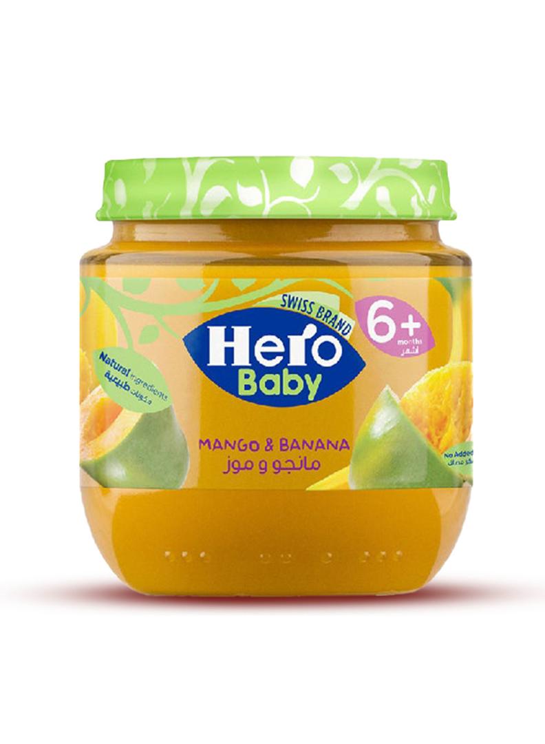 Hero Baby Mango Banana Jar (12 x 125g) Box packaging - available at Beks Ghana