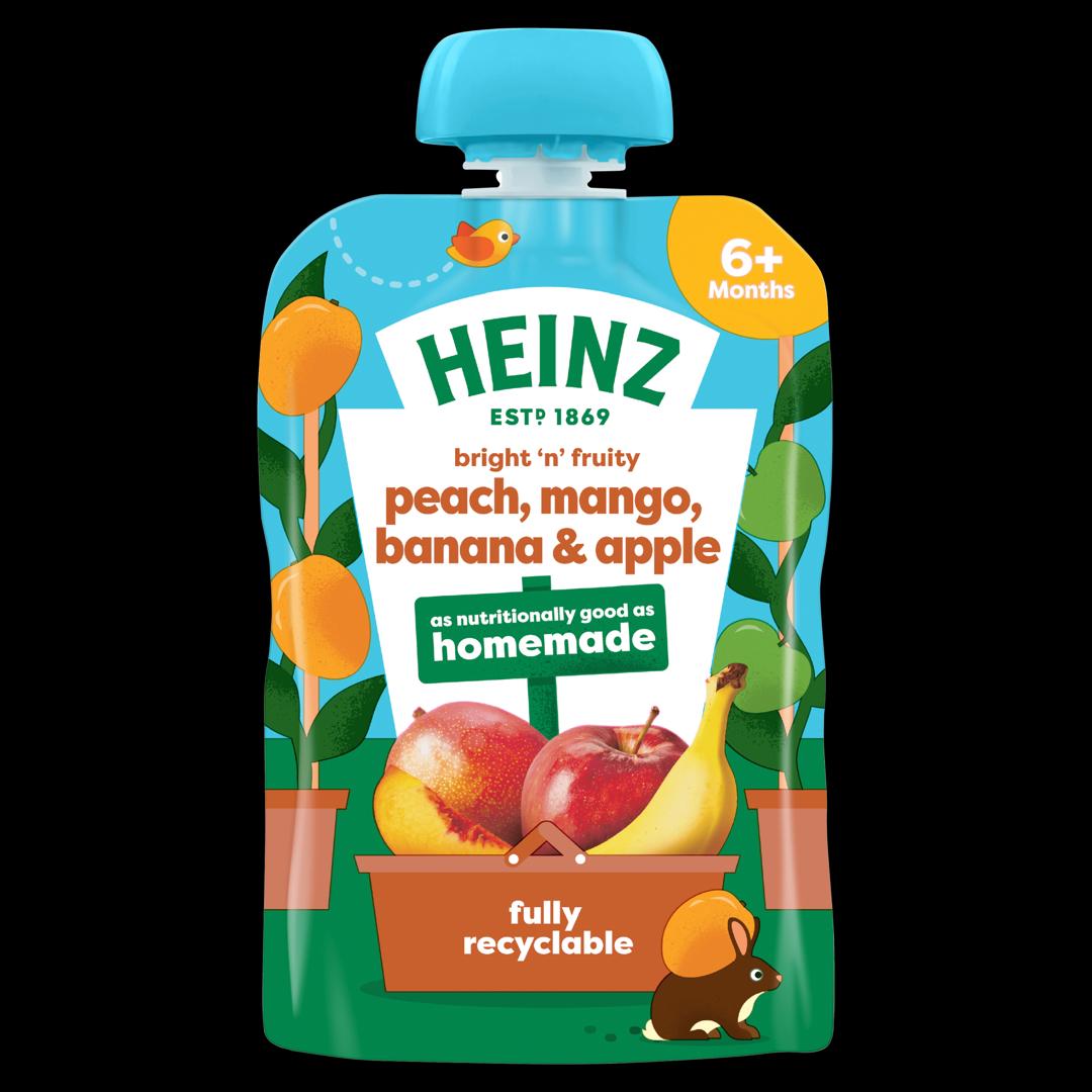 Heinz pouch Peach Mango Banana apple (100g) Single packaging - available at Beks Ghana