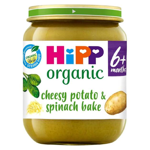 Hipp Organic Cheesy Potato and Spinach (125g x 6) pack packaging - available at Beks Ghana