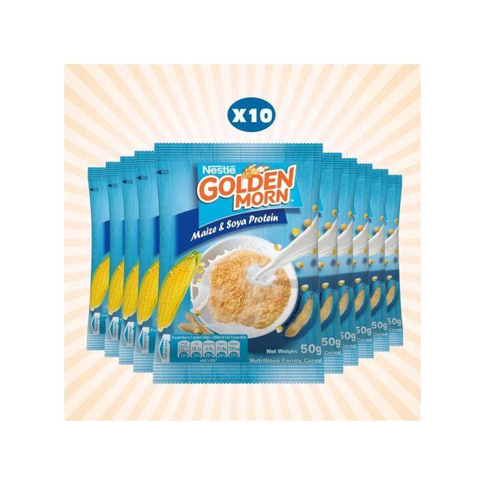 Golden Morn strips Maize & Soya Protein  (45gx10) single packaging - available at Beks Ghana