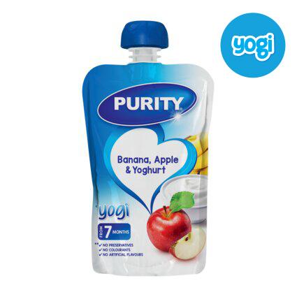 Purity Pouch banana, apple yogurt 110ml Single packaging - available at Beks Ghana