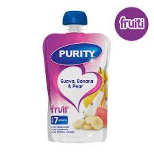 Purity pouch guava, banana and Pear 110ml Single packaging - available at Beks Ghana
