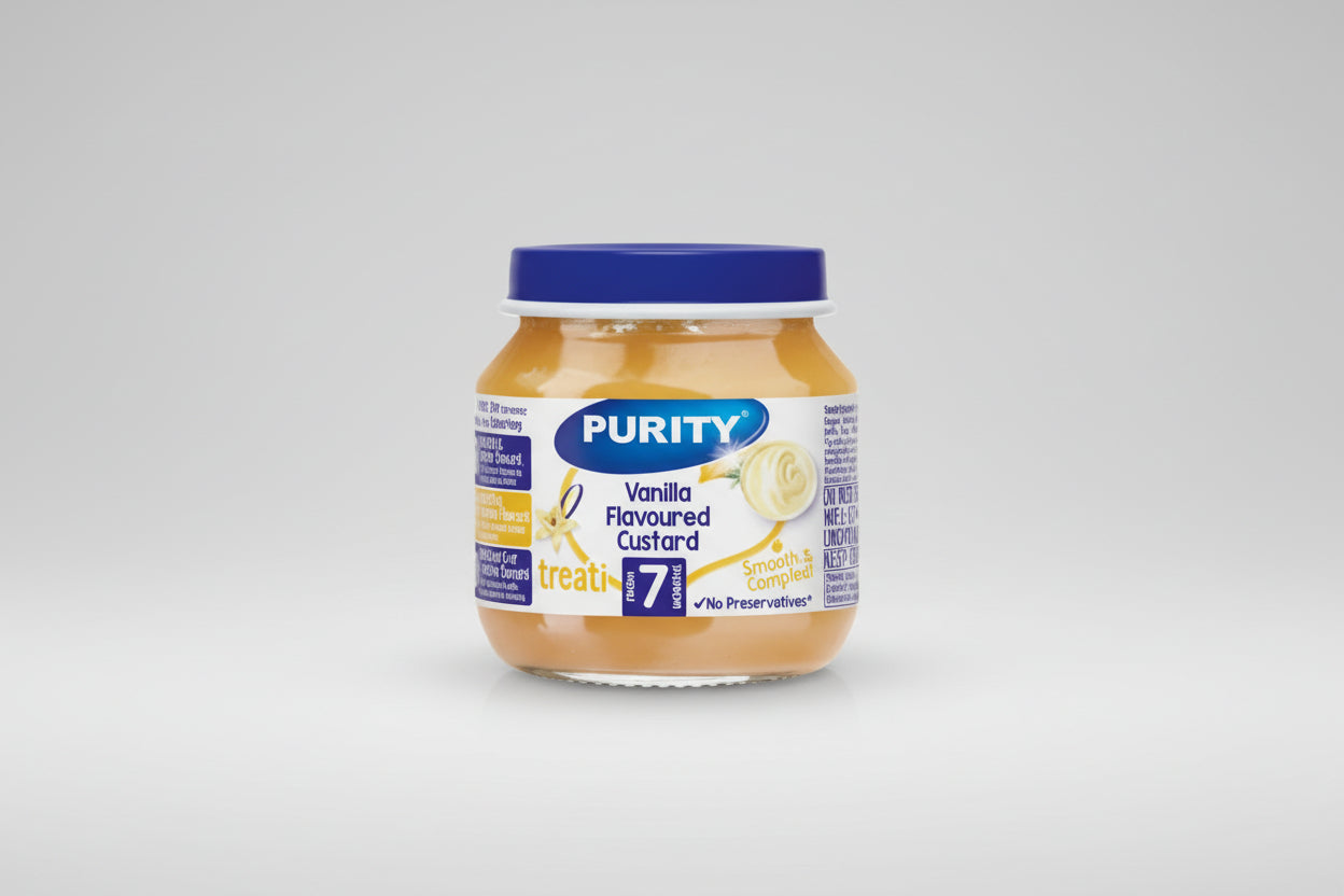 Purity Small Vanilla Flavoured Custard (125ml) single packaging - available at Beks Ghana