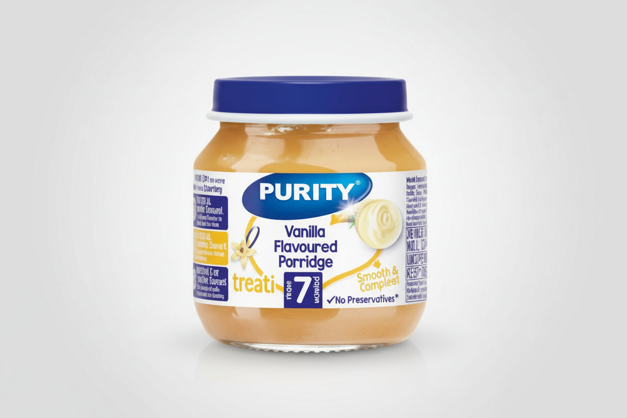 Purity Small Vanilla Flavoured Custard Tray (125gx6x4) packaging - available at Beks Ghana