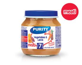 Purity Small vegetables and Lamb Pack (125g Ã—6) packaging - available at Beks Ghana