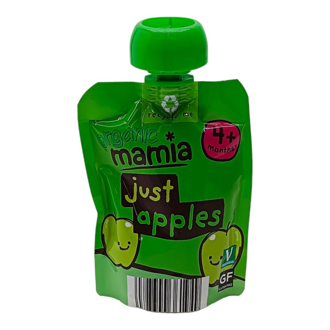 Organic Mamia Pouch Apple packaging - available at Beks Ghana