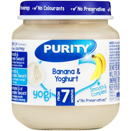 Purity Small Banana and Yoghurt Flavour pack (125ml x 6) packaging - available at Beks Ghana