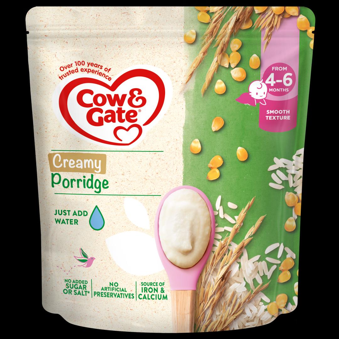 Cow & Gate cereal Creamy Porridge box ( 125g x 6) Pack packaging - available at Beks Ghana