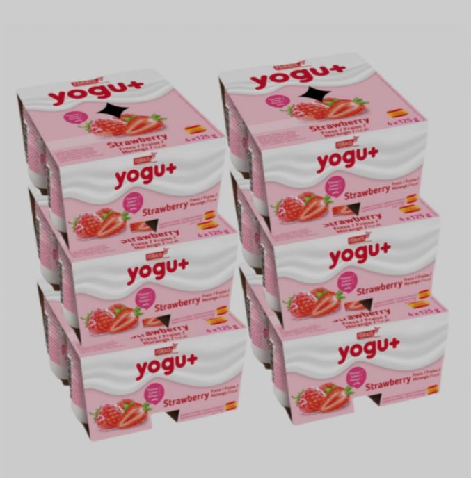 Yogu + Strawberry tray (125g x 3x4) packaging - available at Beks Ghana