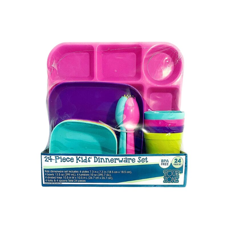 24 Piece Kid's Dinnerware Set