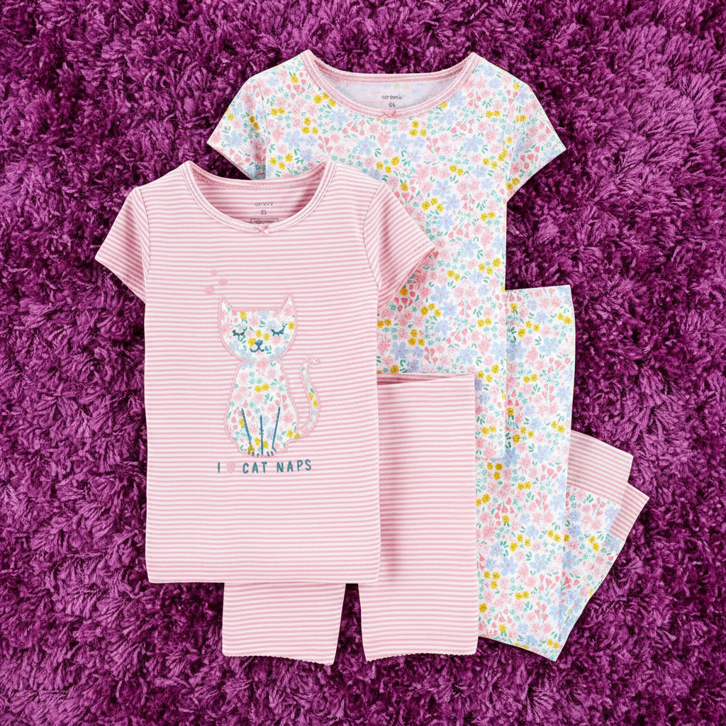 Carter girls 4-piece pyjamas (2 tops & 2 pants)
