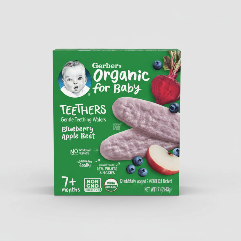 Gerber Organic For Baby Teether Blueberry Apple Beet  7m+ 48g