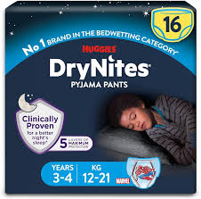 Huggies Dry Nites Pyjama Pants  Marvel (3-4,12-21 kg) 16pcs