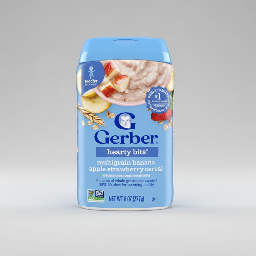 Gerber Hearty Bits Multigrain banana ,apple, strawberry cereal 227g