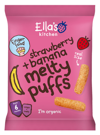 Ella's Kitchen Strawberry + Banana Melty Puffs 6months +