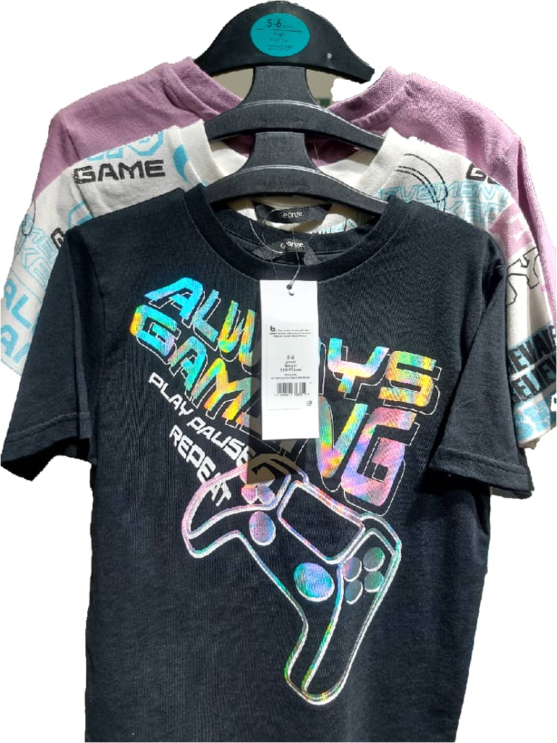 George ( round neck t shirts) 5-6 years ( Three set) - kids fashion product photo