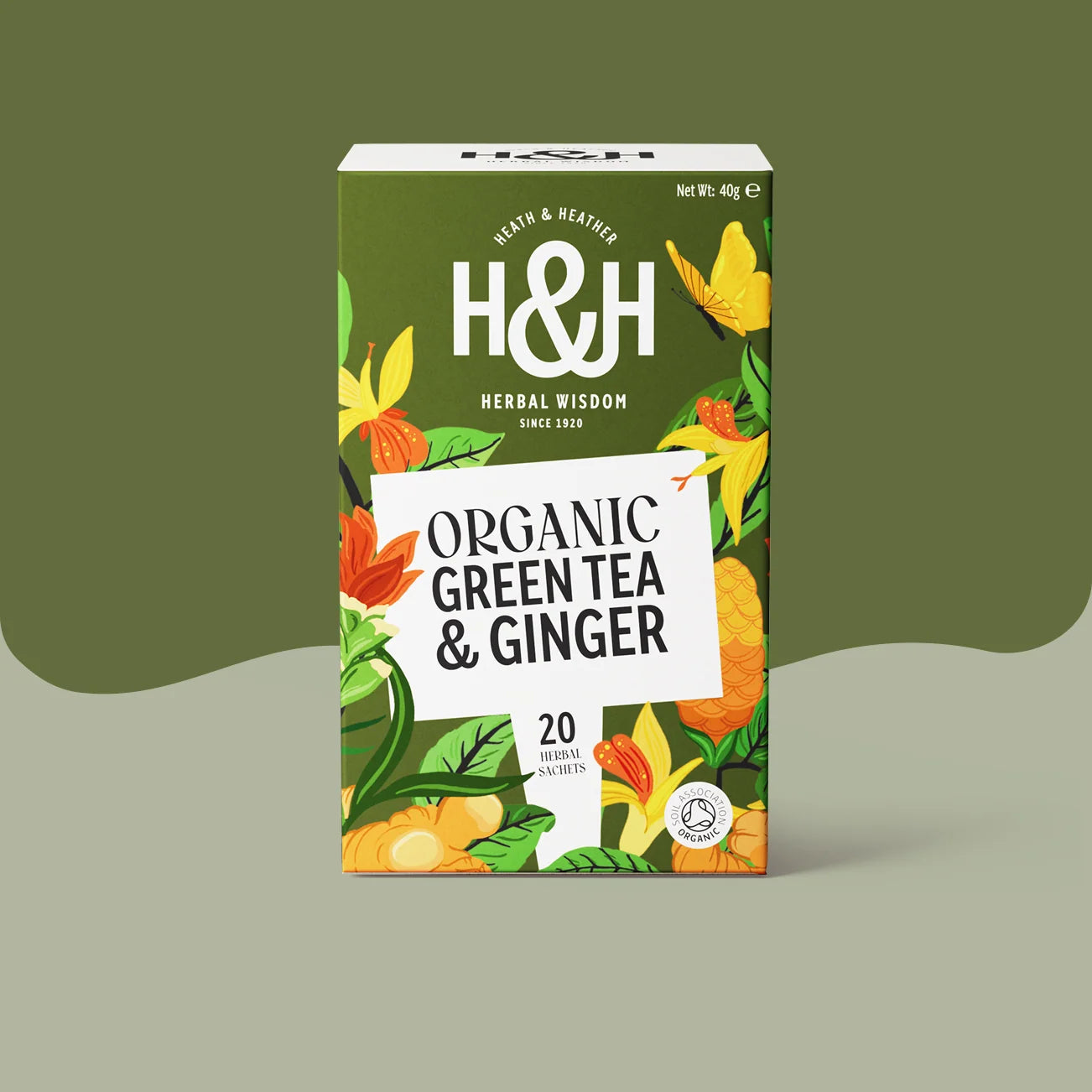 H&H Organic Green Tea & Ginger  Herbal Tea 20bags