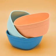 MightyMoe Kids 3-Piece Bowl Set, Multicolor, Rounded Square Shape