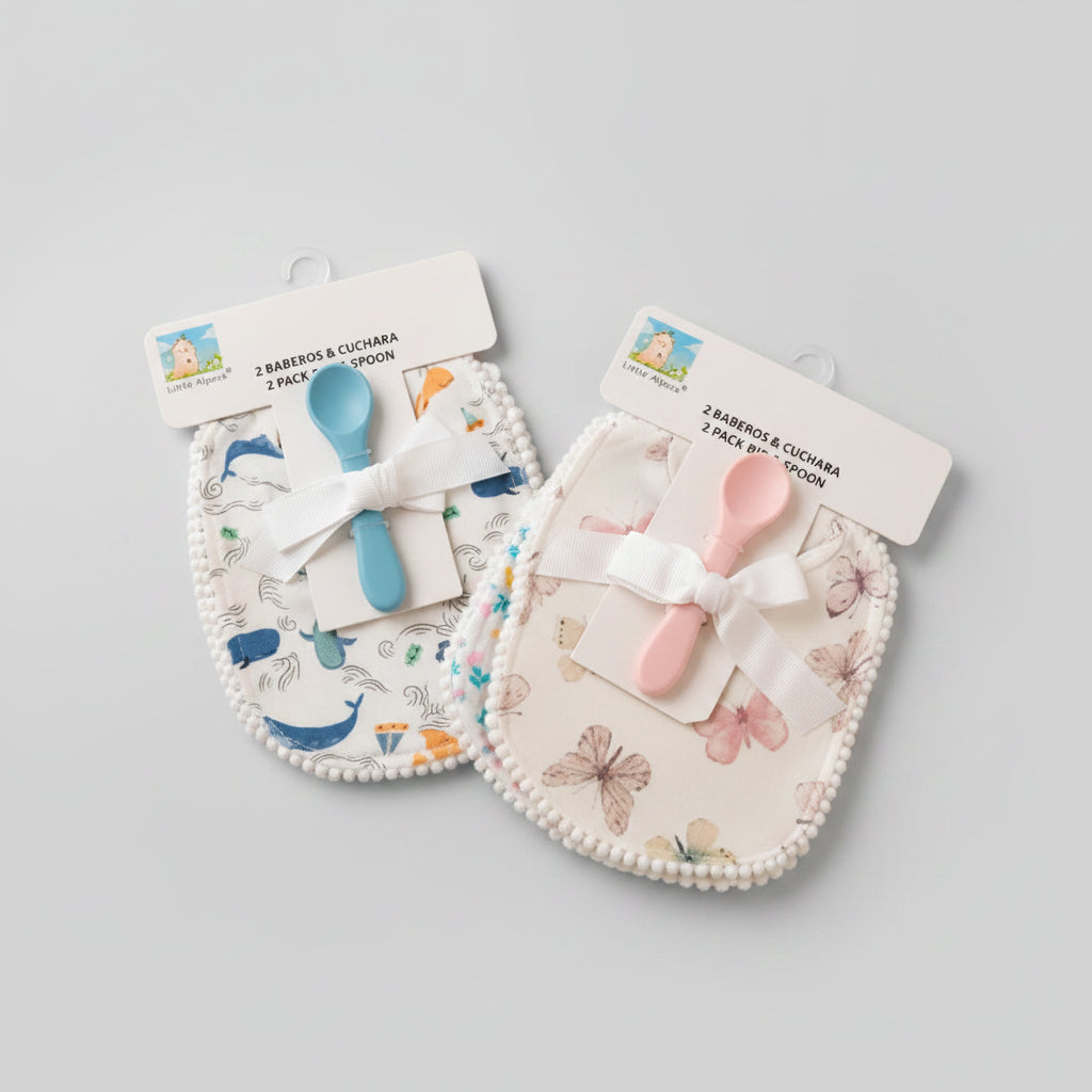Little Alpaca 2 pack Bibs & Spoon