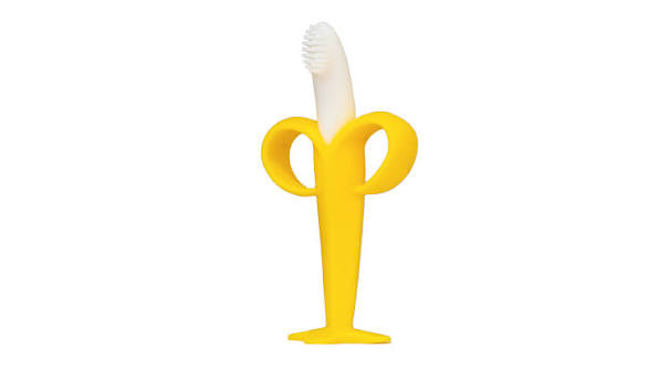 Banana Shaped Silicone Baby Teether and Toothbrush