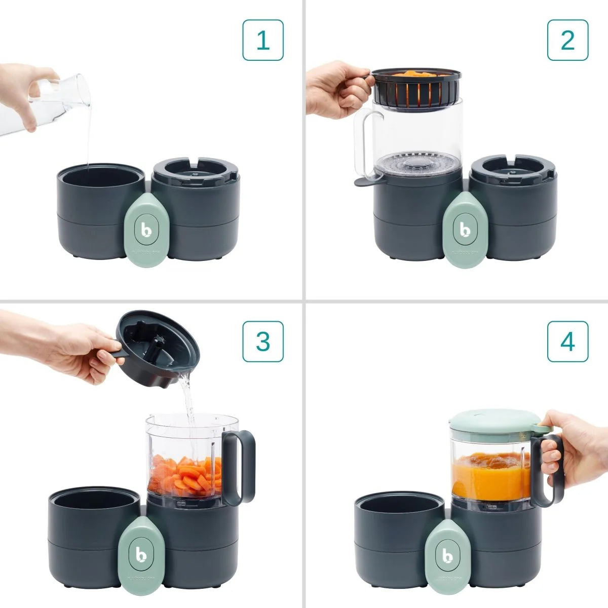 Babymoov Nutribaby One 4-in-1 Baby Food Maker, Baby Food Blender And Steamer, Food Processor For Weaning, Warmer, Defroster