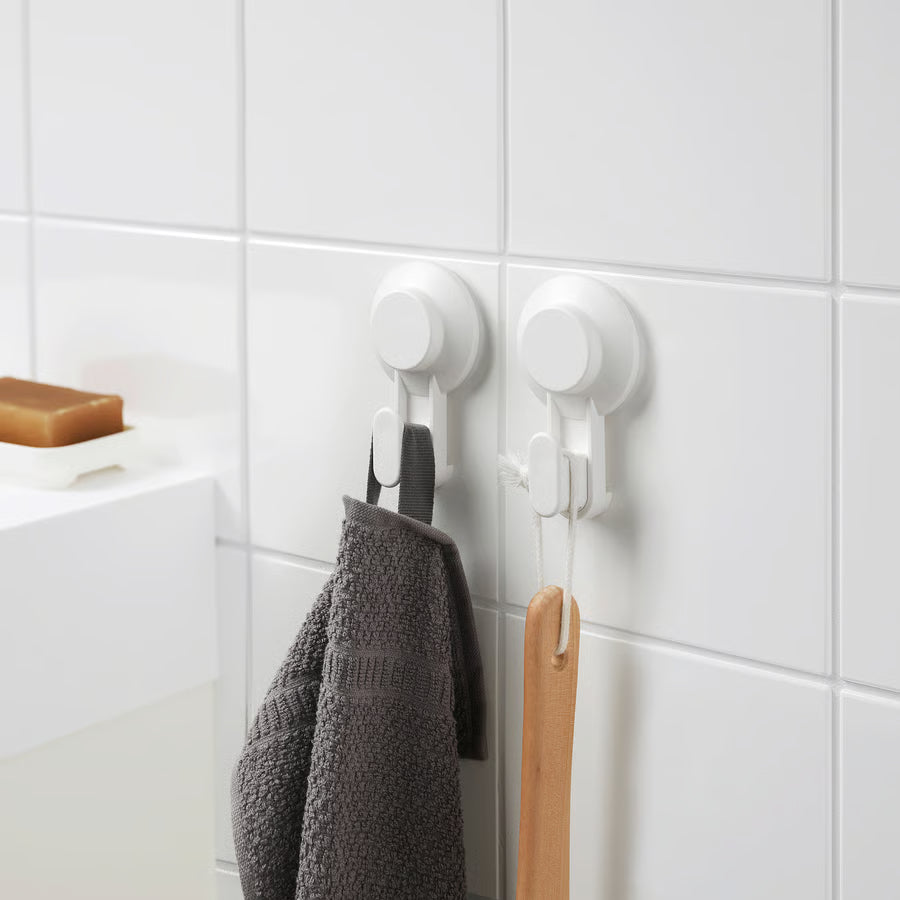 Tisken Hook with suction cup, white, by Ikea