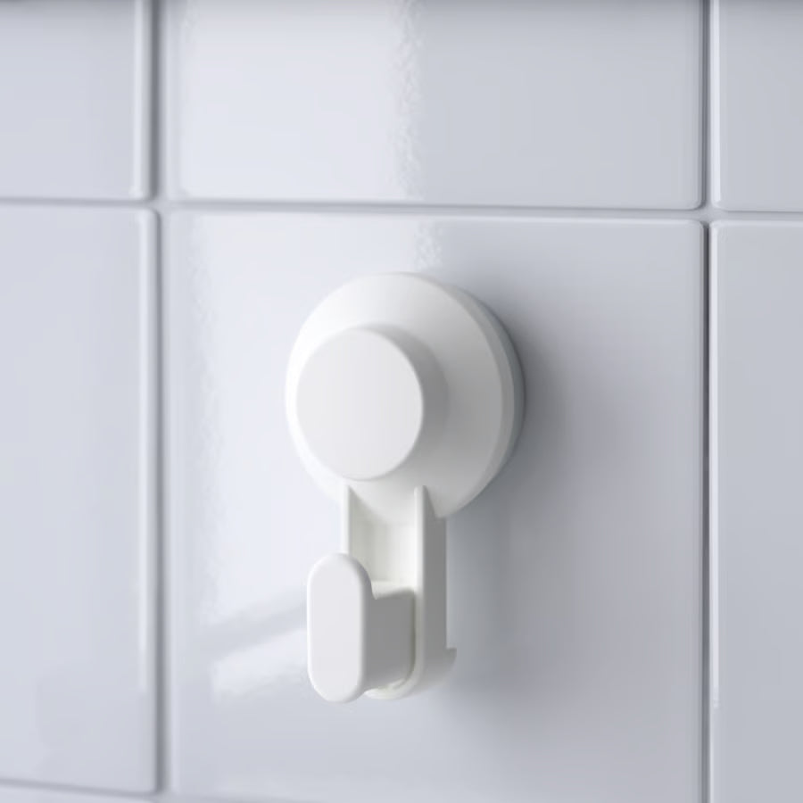Tisken Hook with suction cup, white, by Ikea