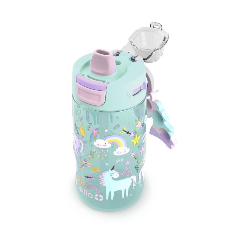 Ello 2pk Plastic Water Bottle with Pop! Fidget Charm Rainbow Unicorn 14oz 414ml