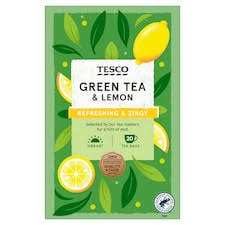 Tesco Green Tea & Lemon Refreshing & Zingy 20 bags - Beks Ghana