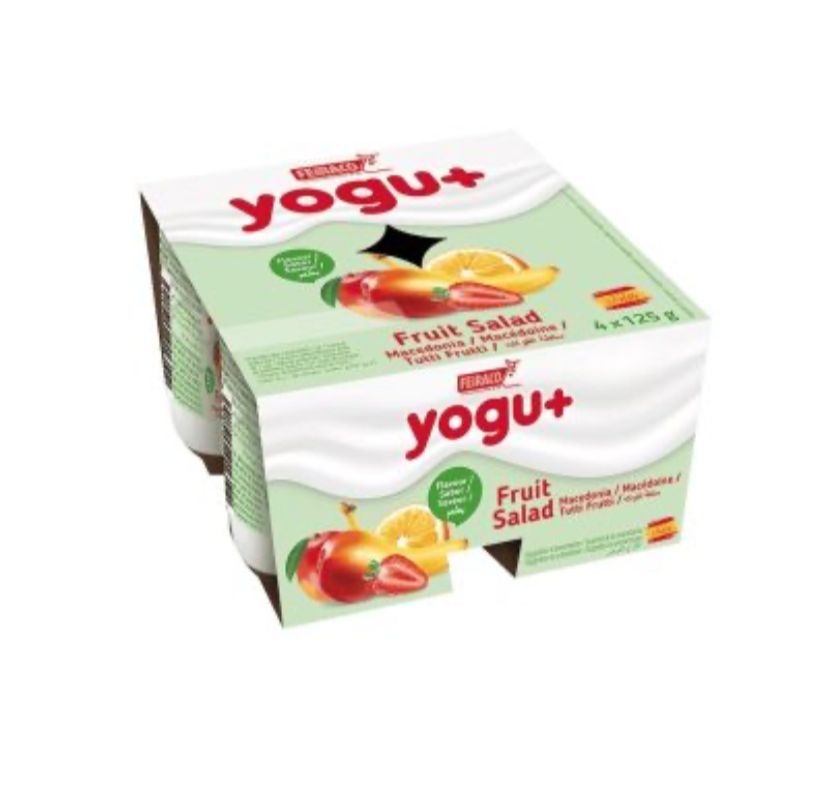 Yogu + Fruit Salad tray (125g x3x4) packaging - available at Beks Ghana